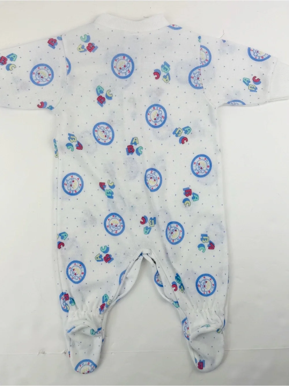 Vintage Alexis Newborn Infant Footed Sleeper White ABC’s Alphabet Kids